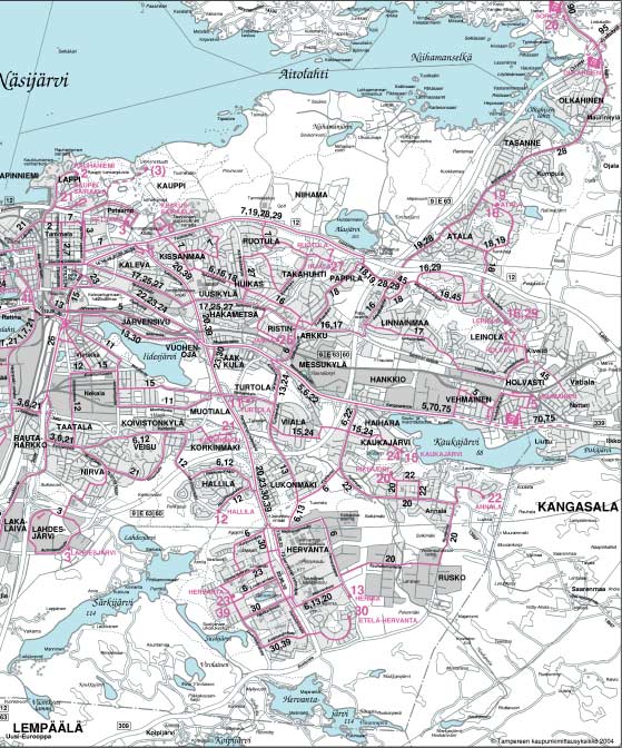 Pysäkit Liikennelaitoksella oli linja-autopysäkkejä noin 1250, joista sadekatoksella varustettuja 355. Vuoroja arkiliikenteessä 31.12.2004 Vuoroautot olivat liikenteessä noin klo 5 24, pitkät osapäivävuorot klo 5 21 ja tavalliset osapäivävuorot klo 5 9 ja 14 18.