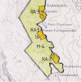 Kuva 4: Ote Pielisen saarten ranta-asemakaavasta suunnittelualueen kohdalla.