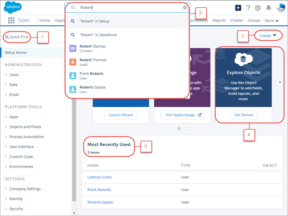 Lightning Experiencen määritysten navigointi Salesforce-pääkäyttäjänä vietät paljon aikaa Määritykset-valikossa.