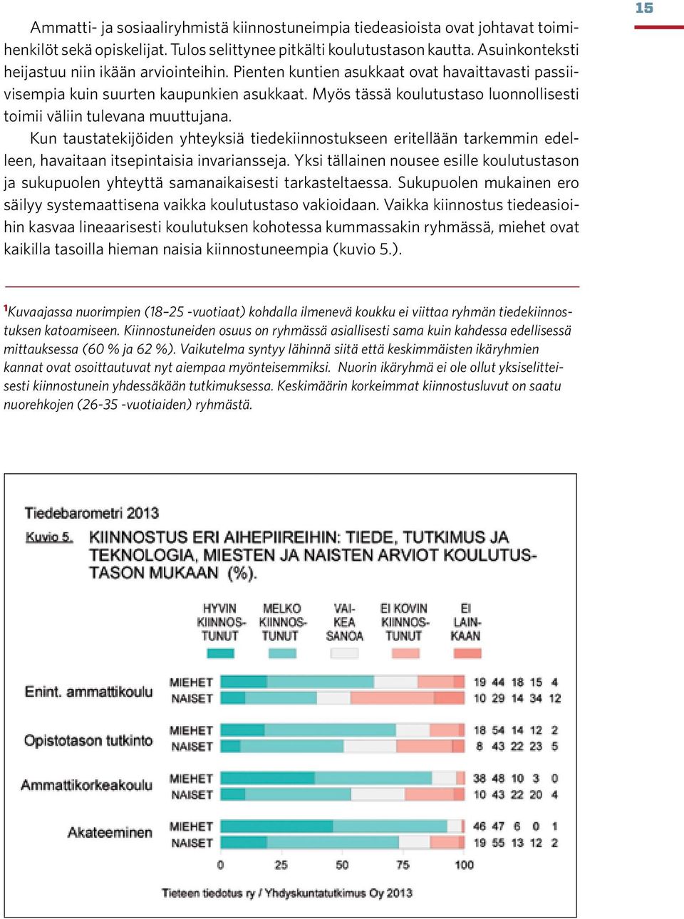 Myös tässä koulutustaso luonnollisesti toimii väliin tulevana muuttujana. Kun taustatekijöiden yhteyksiä tiedekiinnostukseen eritellään tarkemmin edelleen, havaitaan itsepintaisia invariansseja.