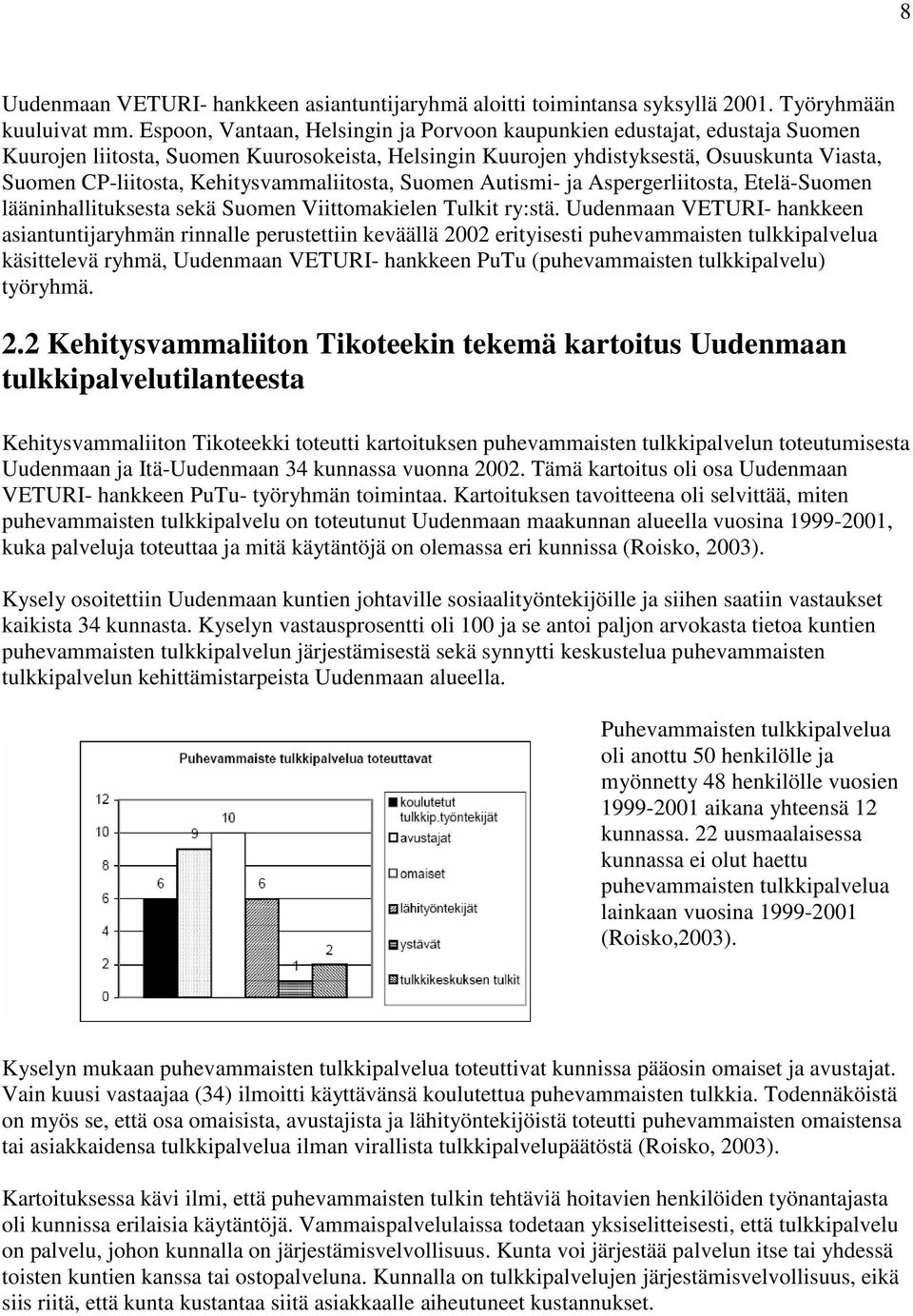 Kehitysvammaliitosta, Suomen Autismi- ja Aspergerliitosta, Etelä-Suomen lääninhallituksesta sekä Suomen Viittomakielen Tulkit ry:stä.