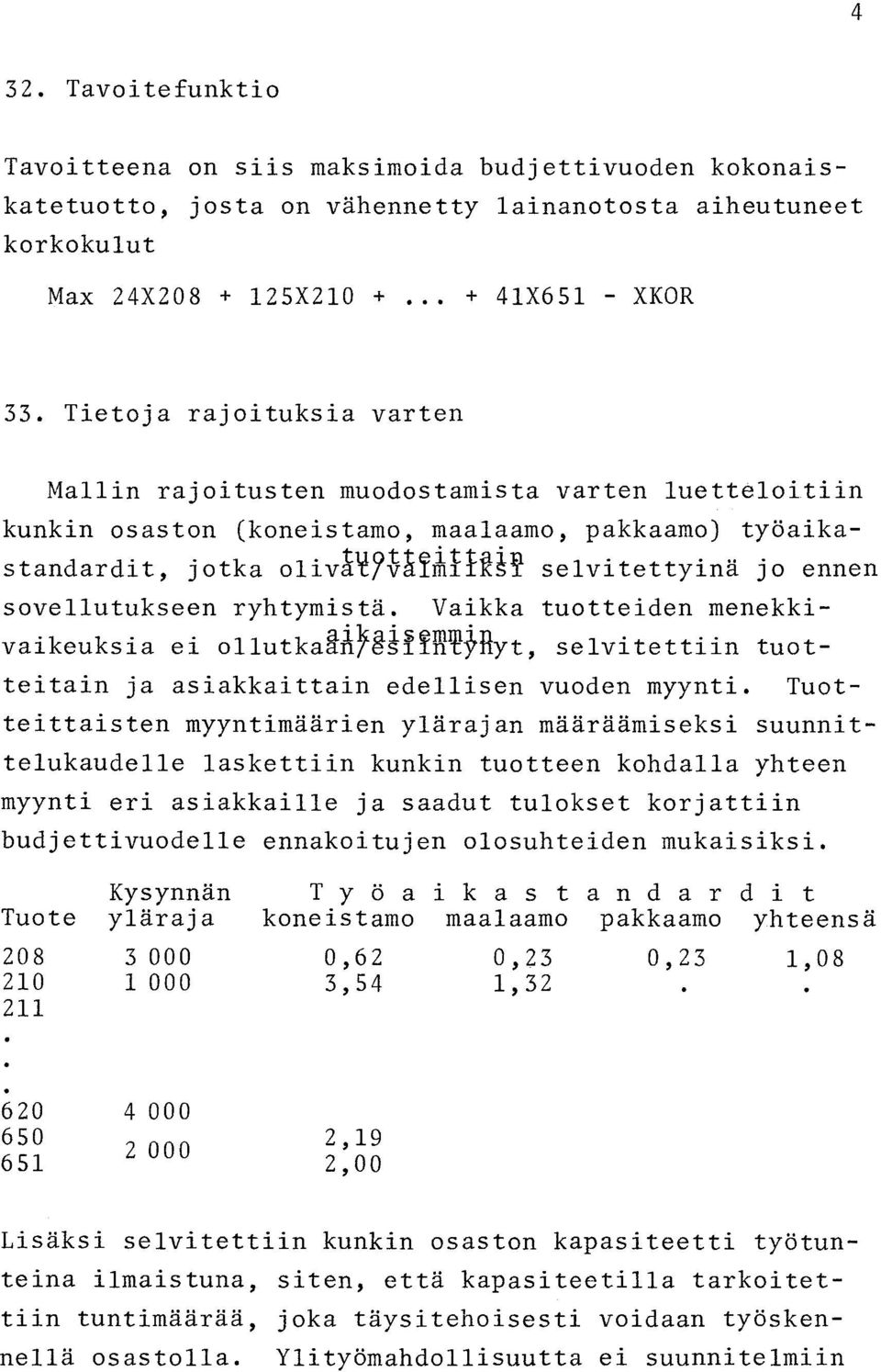 Vaikka tuotteiden menekkivaikeuksia ei ollutka~afg~frw~thyt, selvitettiin tuotteitain ja asiakkaittain edellisen vuoden myynti.