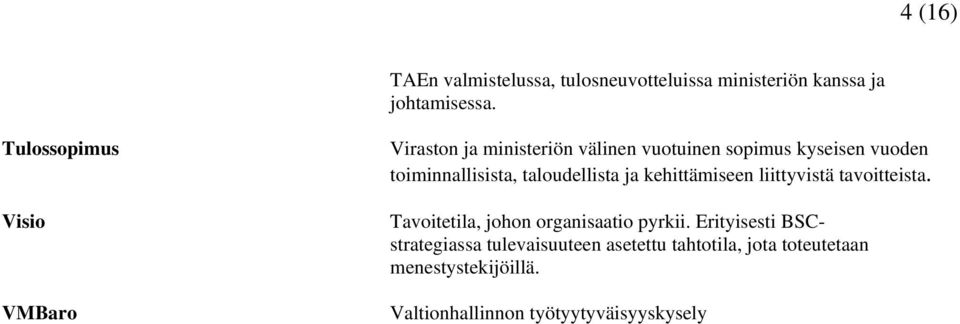 toiminnallisista, taloudellista ja kehittämiseen liittyvistä tavoitteista.