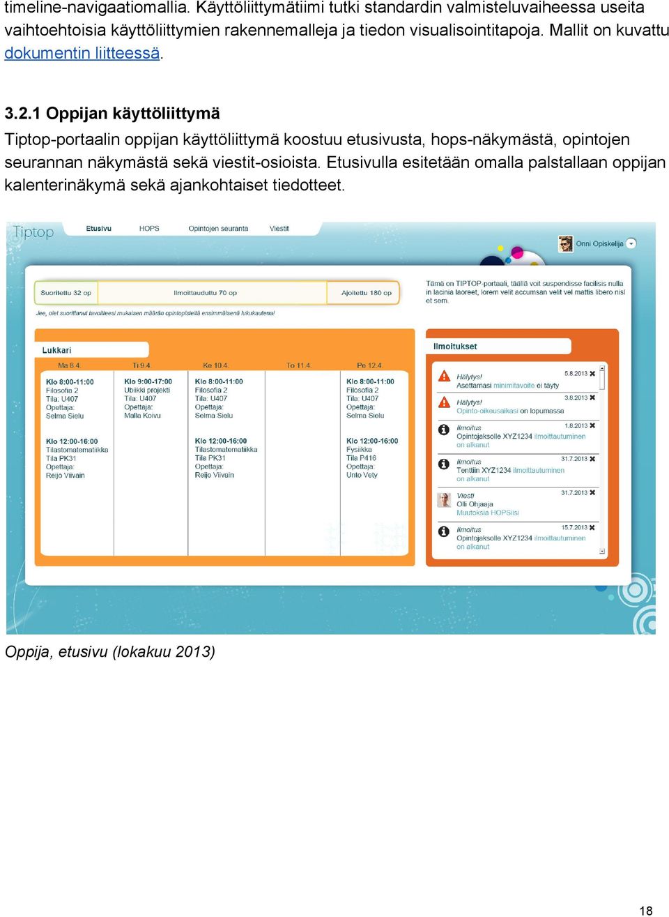 visualisointitapoja. Mallit on kuvattu dokumentin liitteessä. 3.2.