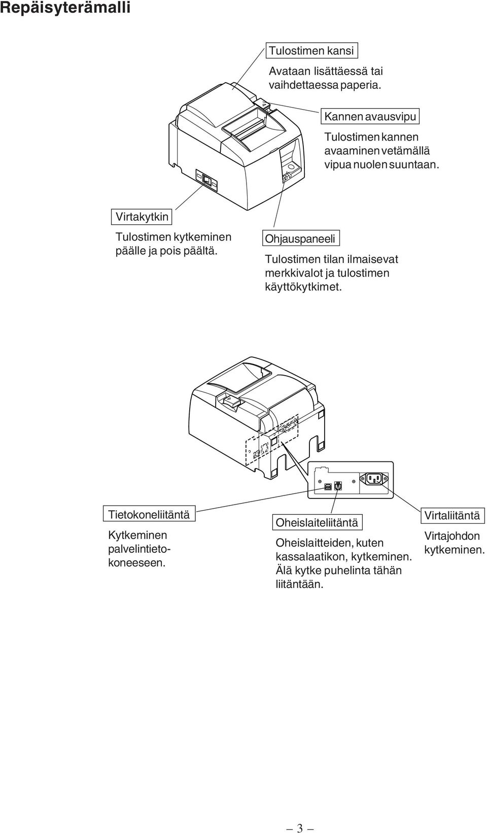 Virtakytkin Tulostimen kytkeminen päälle ja pois päältä.