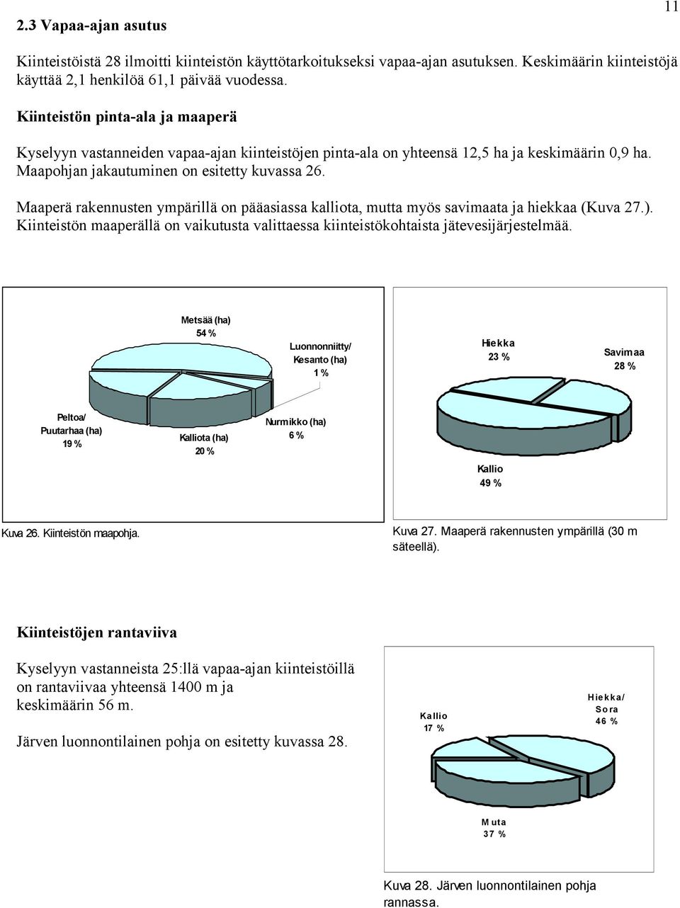 Maaperä rakennusten ympärillä on pääasiassa kalliota, mutta myös savimaata ja hiekkaa (Kuva 27.). Kiinteistön maaperällä on vaikutusta valittaessa kiinteistökohtaista jätevesijärjestelmää.