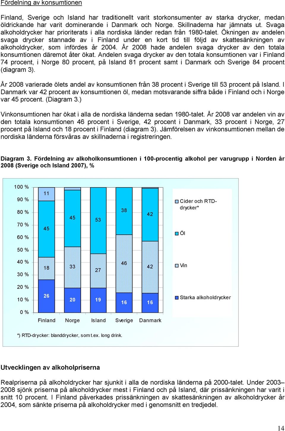 Ökningen av andelen svaga drycker stannade av i Finland under en kort tid till följd av skattesänkningen av alkoholdrycker, som infördes år 2004.