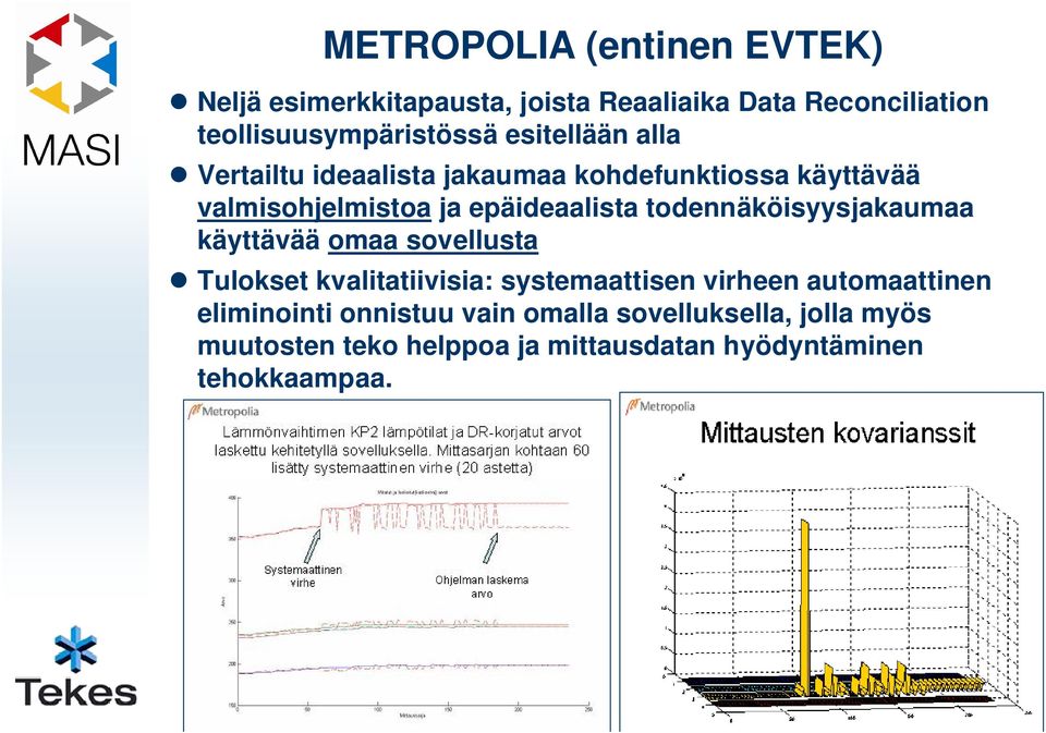 todennäköisyysjakaumaa käyttävää omaa sovellusta Tulokset kvalitatiivisia: systemaattisen virheen automaattinen