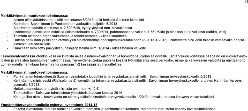 860 /kk) ja aineissa ja palveluissa (sähkö, vesi) - Toiminta aiempaa organisoidumpaa ja tehokkaampaa lisää suoritteita - Uutena henkilönä yksikköön otettiin yksi eläintenhoitaja