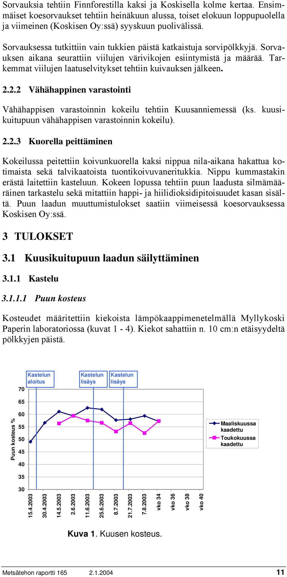 Sorvauksessa tutkittiin vain tukkien päistä katkaistuja sorvipölkkyjä. Sorvauksen aikana seurattiin viilujen värivikojen esiintymistä ja määrää.