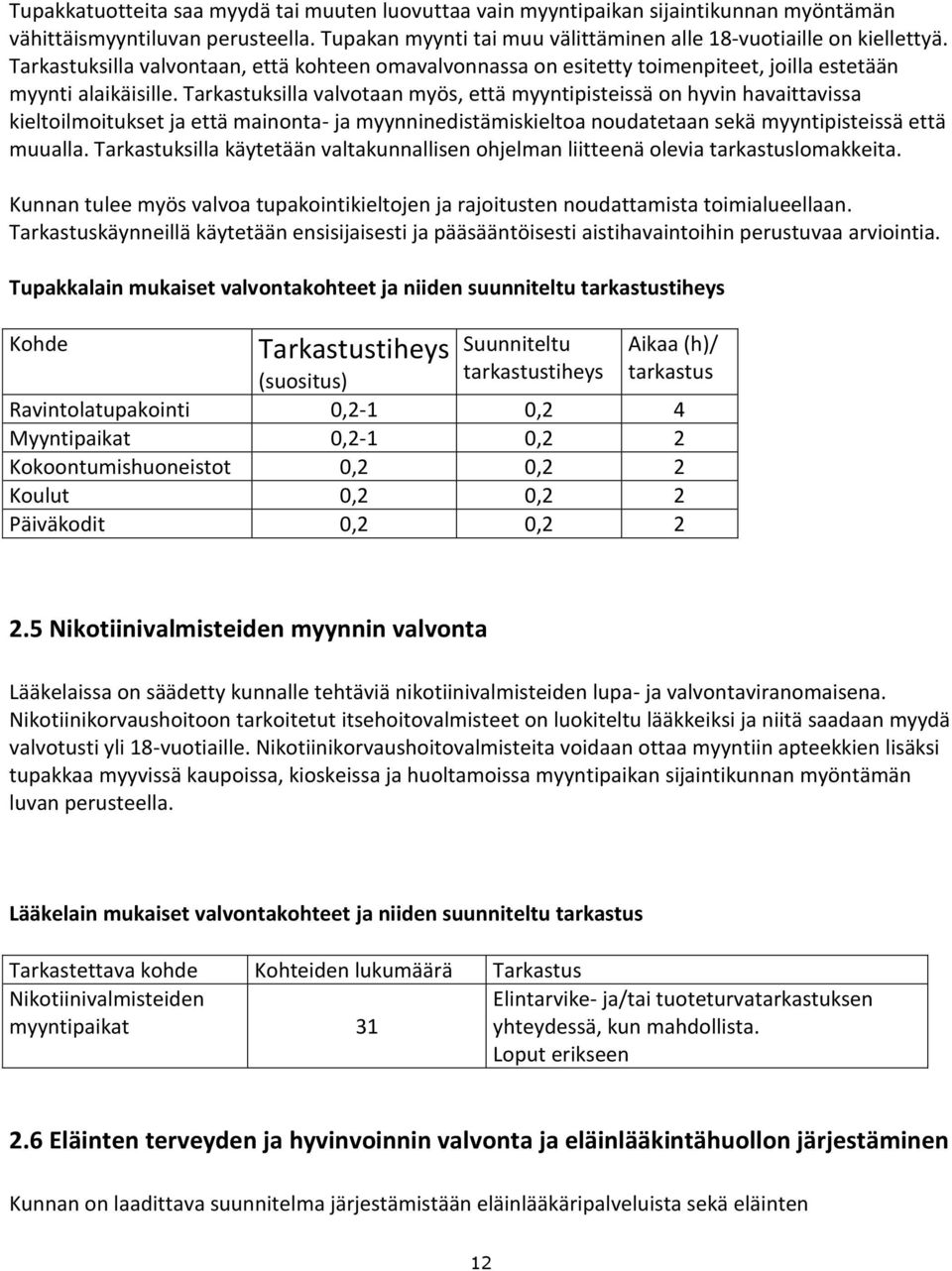 Tarkastuksilla valvotaan myös, että myyntipisteissä on hyvin havaittavissa kieltoilmoitukset ja että mainonta- ja myynninedistämiskieltoa noudatetaan sekä myyntipisteissä että muualla.