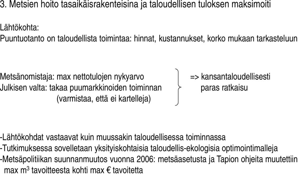 kansantaloudellisesti paras ratkaisu -Lähtökohdat vastaavat kuin muussakin taloudellisessa toiminnassa -Tutkimuksessa sovelletaan yksityiskohtaisia