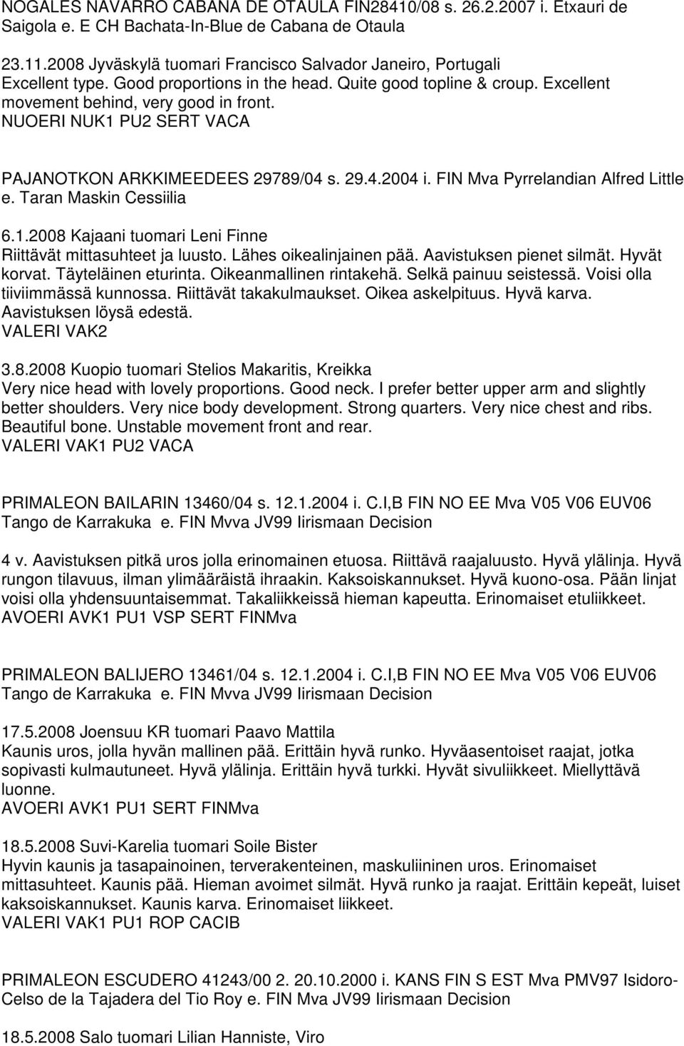 NUOERI NUK1 PU2 SERT VACA PAJANOTKON ARKKIMEEDEES 29789/04 s. 29.4.2004 i. FIN Mva Pyrrelandian Alfred Little e. Taran Maskin Cessiilia 6.1.2008 Kajaani tuomari Leni Finne Riittävät mittasuhteet ja luusto.