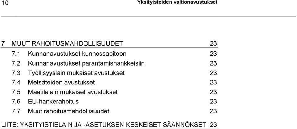 3 Työllisyyslain mukaiset avustukset 23 7.4 Metsäteiden avustukset 23 7.