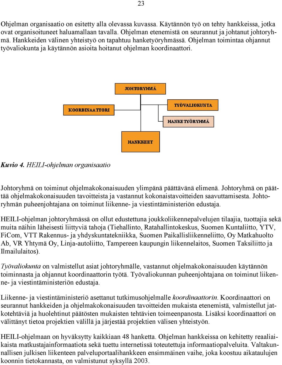 HEILI-ohjelman organisaatio Johtoryhmä on toiminut ohjelmakokonaisuuden ylimpänä päättävänä elimenä.