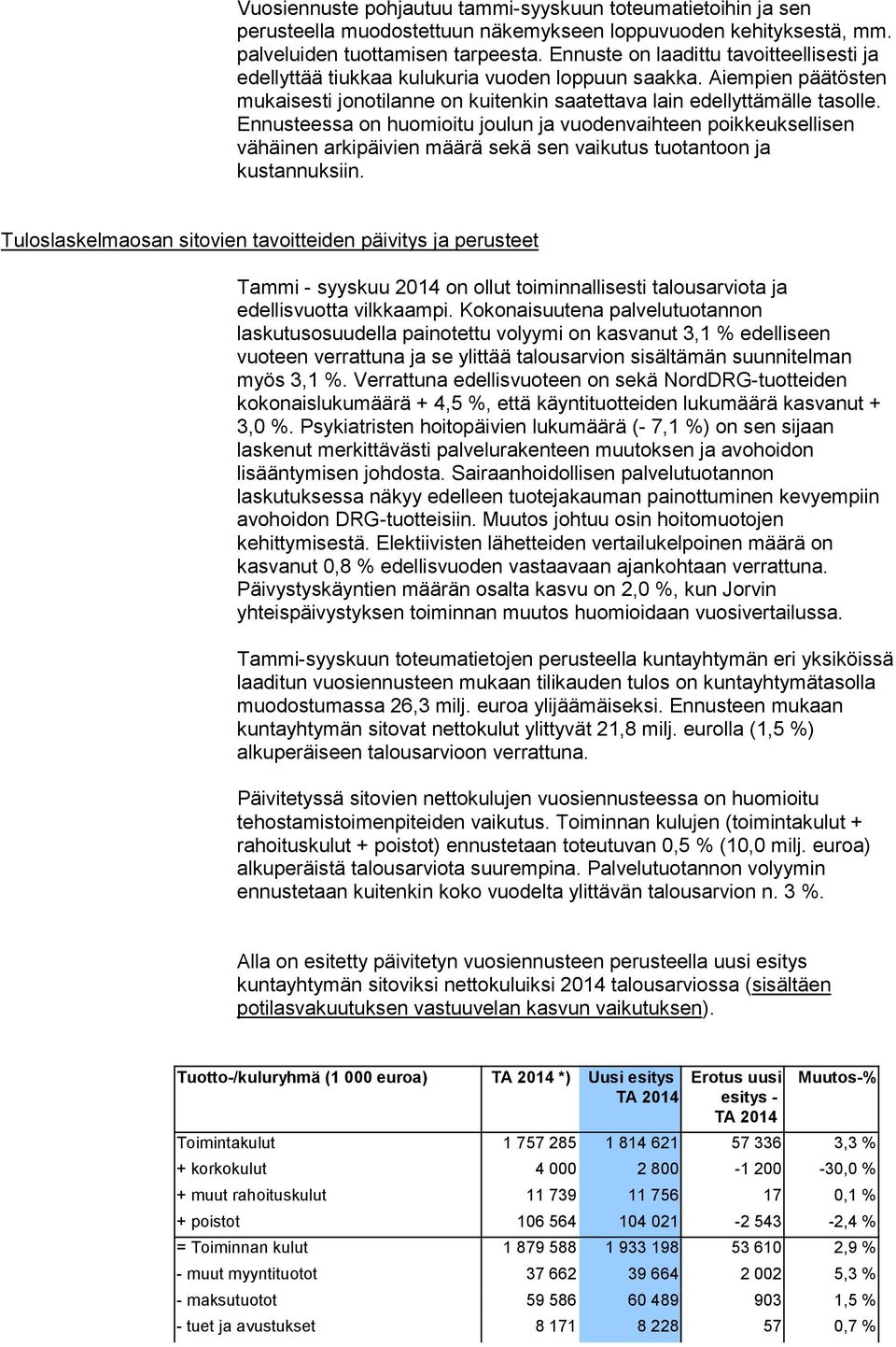 Ennusteessa on huomioitu joulun ja vuodenvaihteen poikkeuksellisen vähäinen arkipäivien määrä sekä sen vaikutus tuotantoon ja kustannuksiin.