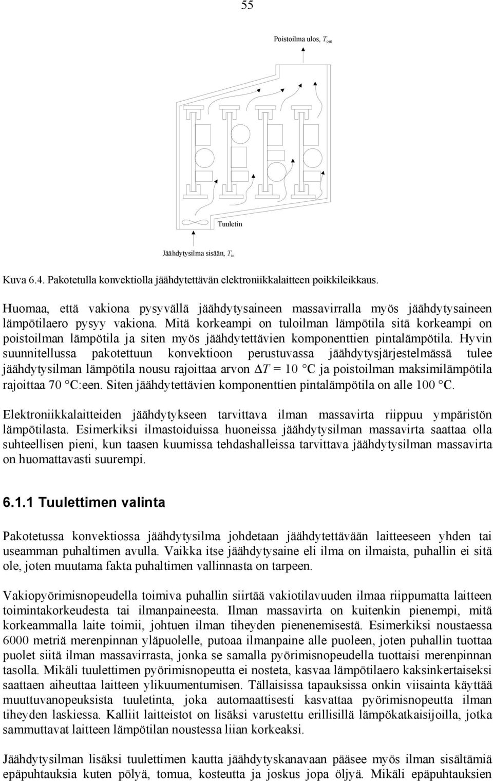 Mitä korkeampi on tuloilman lämpötila sitä korkeampi on poistoilman lämpötila ja siten myös jäähdytettävien komponenttien pintalämpötila.