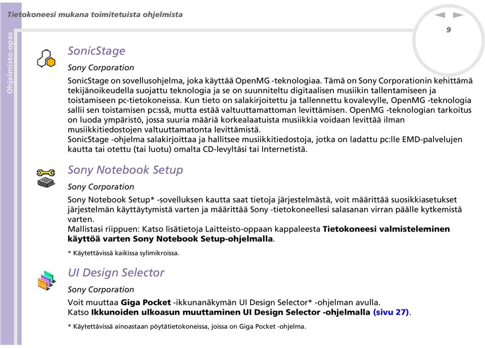 Ku tieto o salakirjoitettu ja talleettu kovalevylle, OpeMG -tekologia sallii se toistamise pc:ssä, mutta estää valtuuttamattoma levittämise.