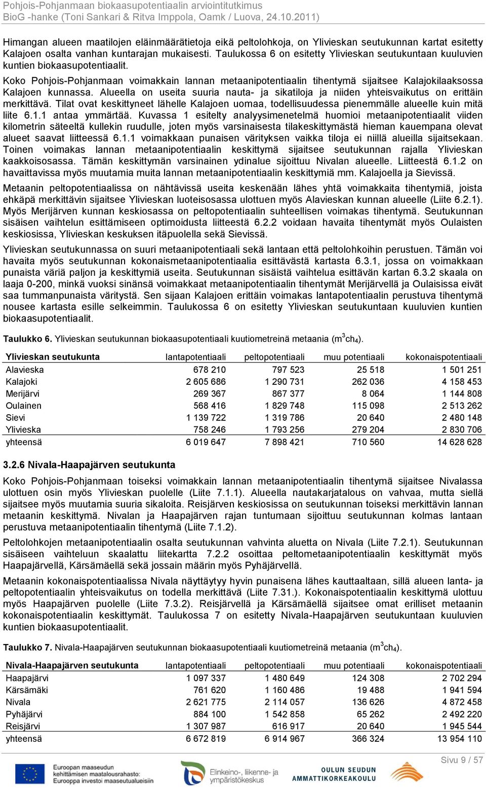 Koko Pohjois-Pohjanmaan voimakkain lannan metaanipotentiaalin tihentymä sijaitsee Kalajokilaaksossa Kalajoen kunnassa.