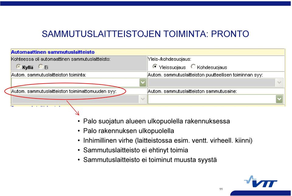 Inhimillinen virhe (laitteistossa esim. ventt. virheell.