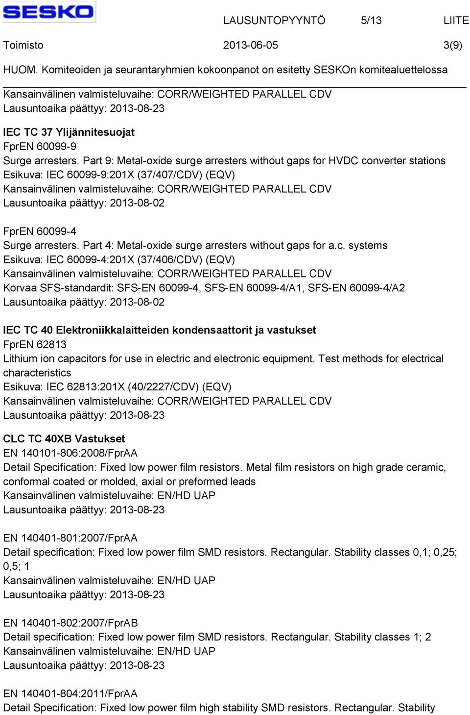 Part 4: Metal-oxide surge arresters without gaps for a.c.