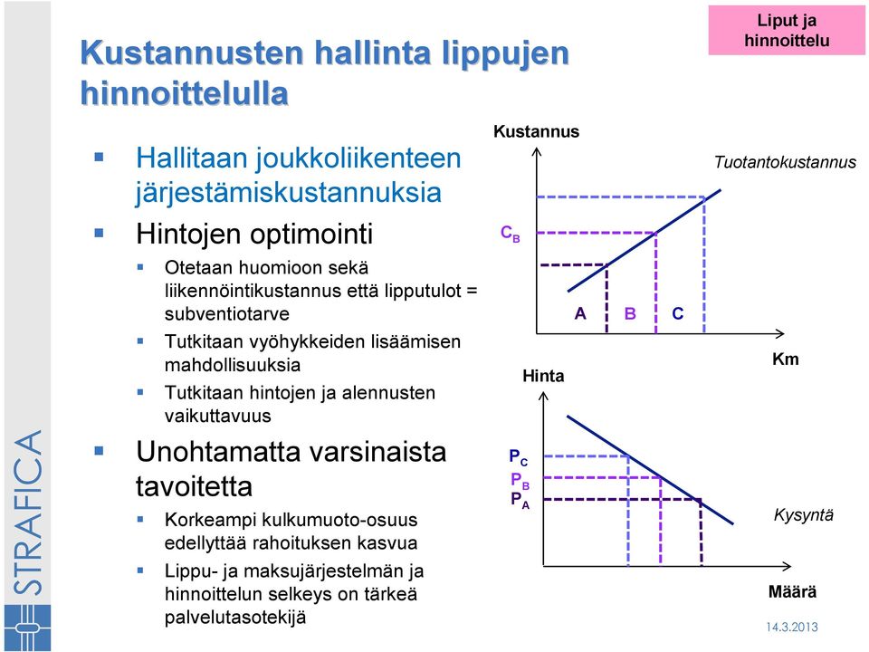 vaikuttavuus Unohtamatta varsinaista tavoitetta Korkeampi kulkumuoto-osuus edellyttää rahoituksen kasvua Lippu- ja maksujärjestelmän ja