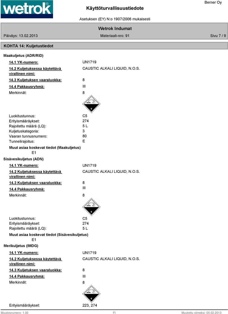 IC ALKALI LIQUID, N.O.S.