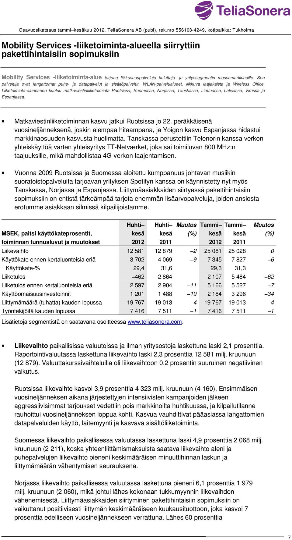 ja yrityssegmentin massamarkkinoille. Sen palveluja ovat langattomat puhe- ja datapalvelut ja sisältöpalvelut, WLAN-palvelualueet, liikkuva laajakaista ja Wireless Office.