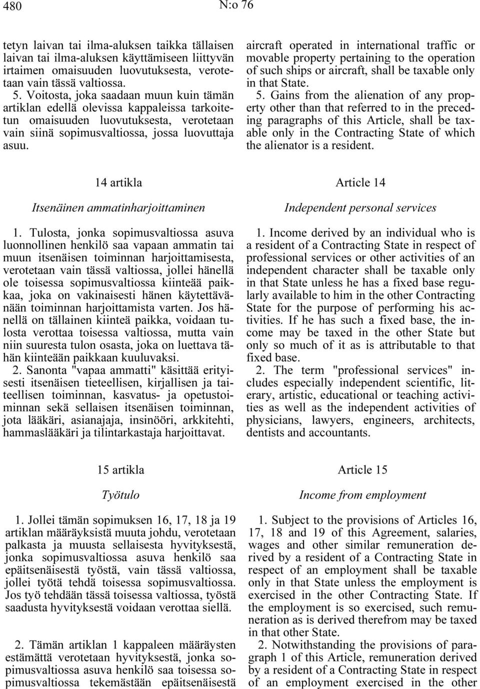 aircraft operated in international traffic or movable property pertaining to the operation of such ships or aircraft, shall be taxable only in that State. 5.