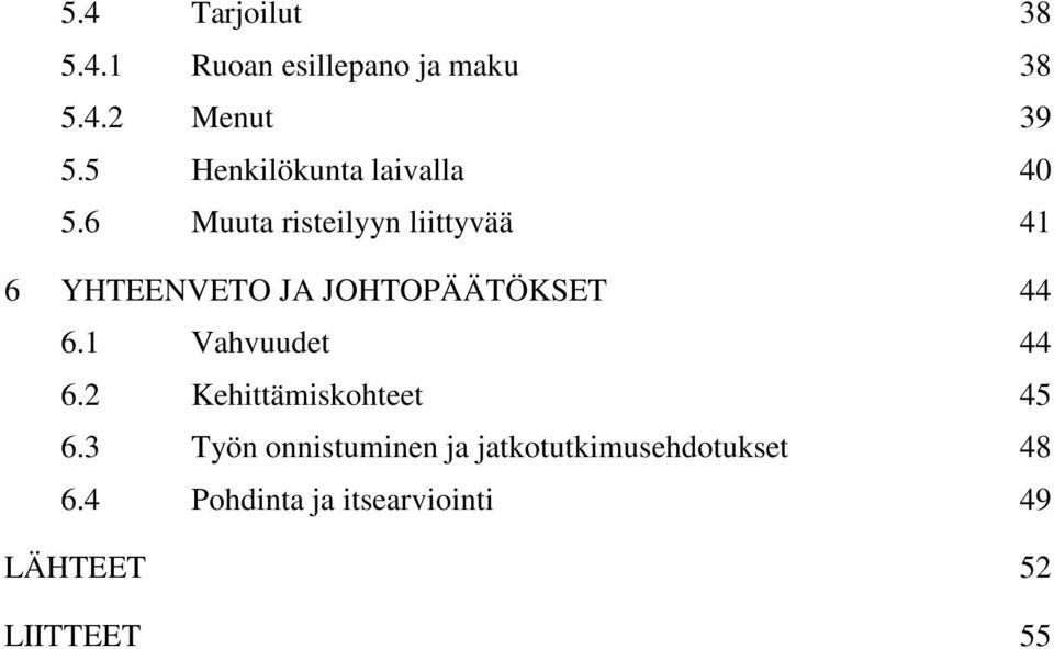 6 Muuta risteilyyn liittyvää 41 6 YHTEENVETO JA JOHTOPÄÄTÖKSET 44 6.