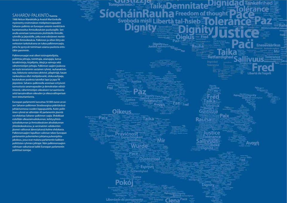 Palkinnon ja siihen liittyvän verkoston tarkoituksena on tukea palkinnonsaajia, jotta he pystyvät toimimaan asiansa puolesta entistäkin paremmin.