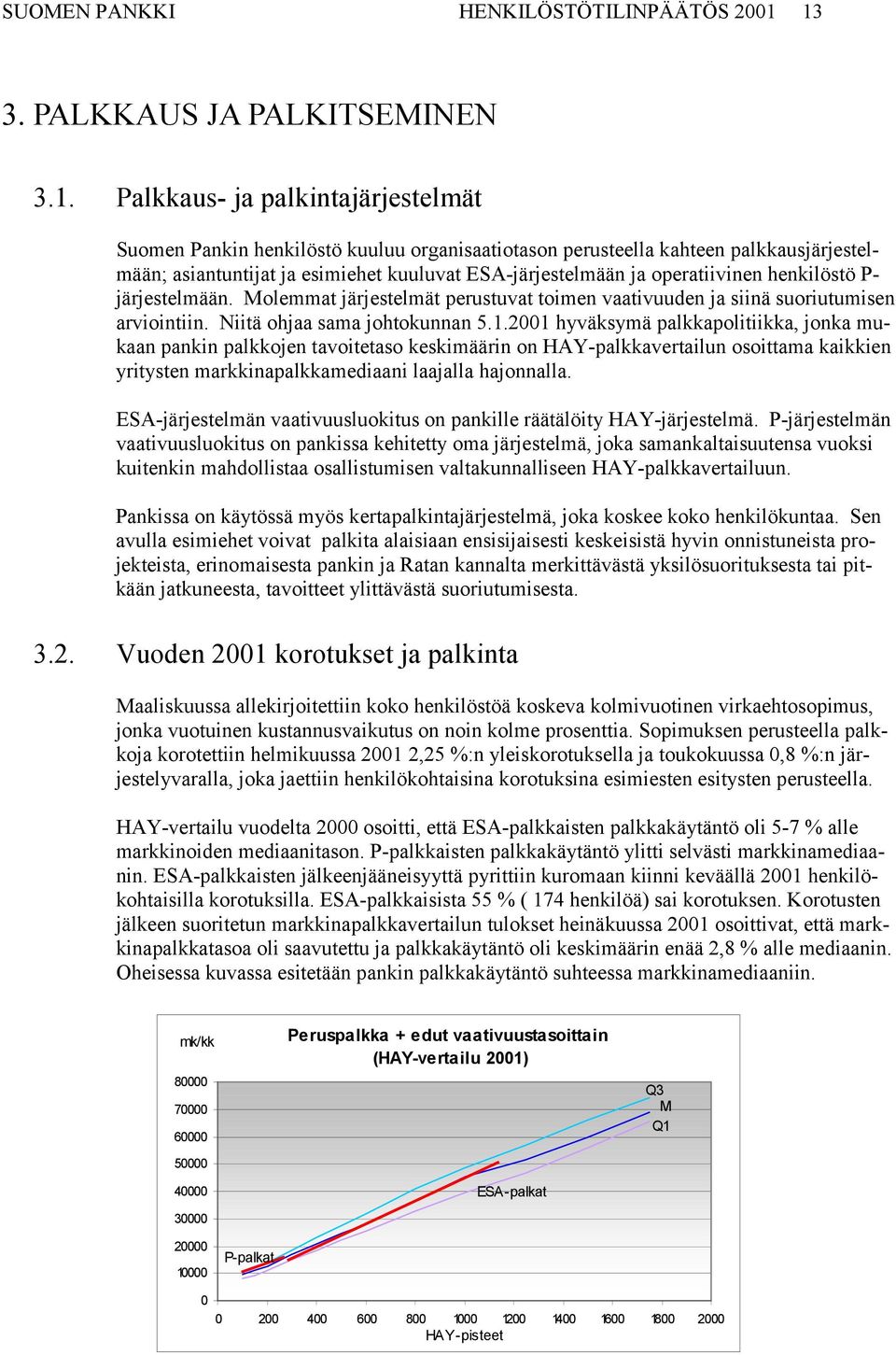 ESA-järjestelmään ja operatiivinen henkilöstö P- järjestelmään. Molemmat järjestelmät perustuvat toimen vaativuuden ja siinä suoriutumisen arviointiin. Niitä ohjaa sama johtokunnan 5.1.