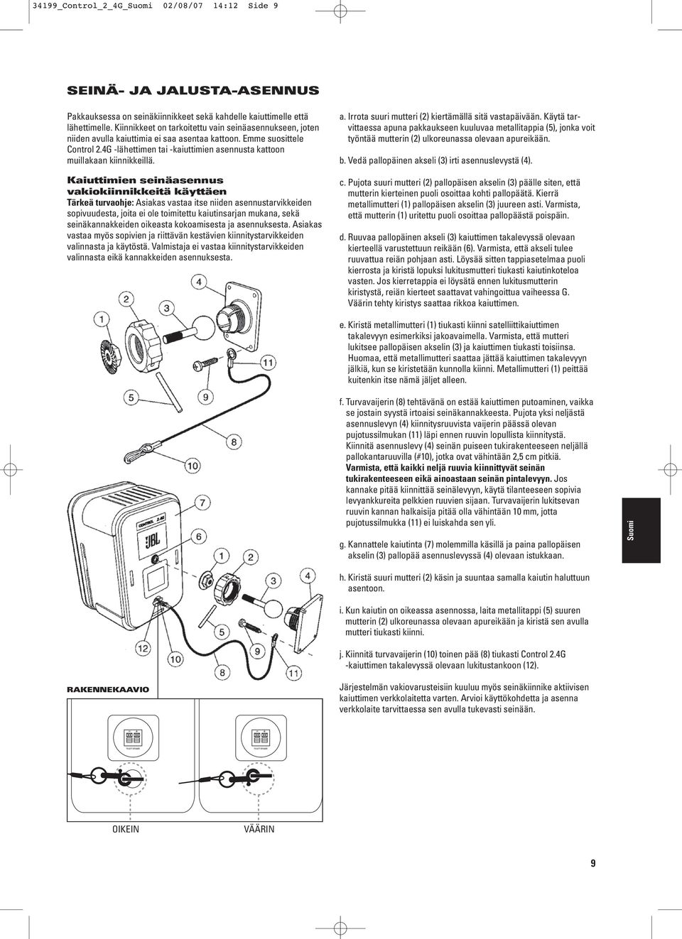 4G -lähettimen tai -kaiuttimien asennusta kattoon muillakaan kiinnikkeillä.