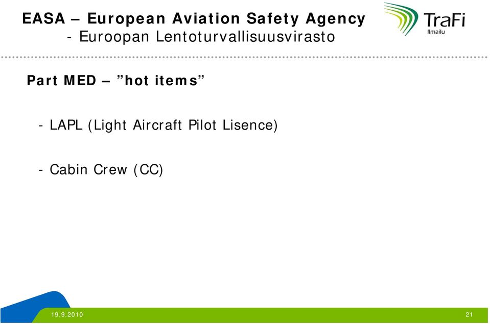 MED hot items - LAPL (Light Aircraft