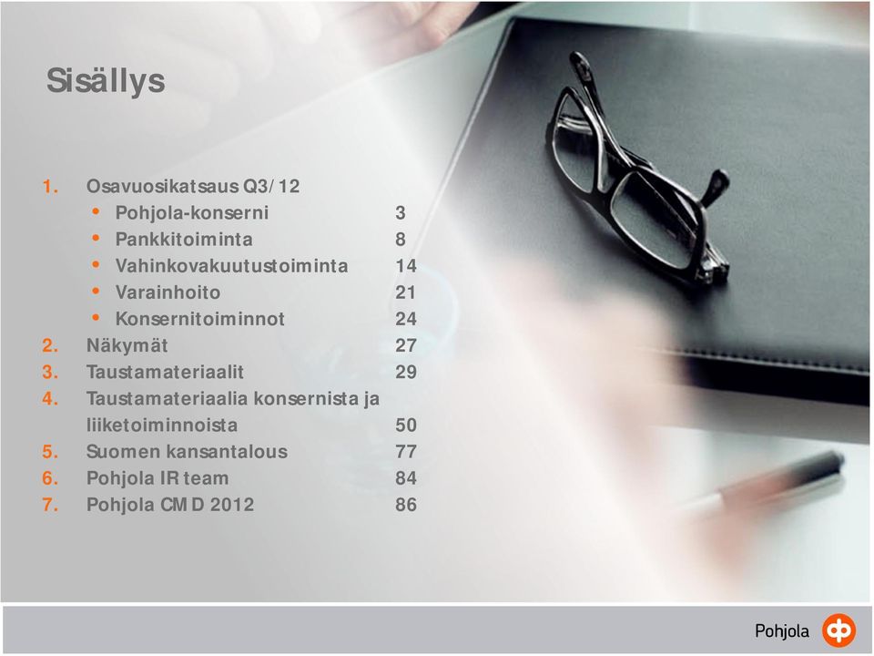 Vahinkovakuutustoiminta 14 Varainhoito 21 Konsernitoiminnot 24 2.