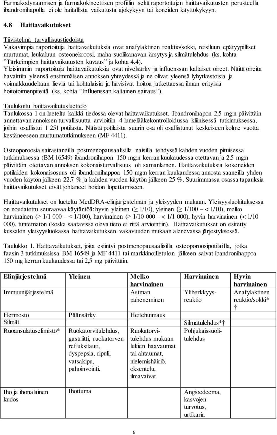 maha-suolikanavan ärsytys ja silmätulehdus (ks. kohta Tärkeimpien haittavaikutusten kuvaus ja kohta 4.4). Yleisimmin raportoituja haittavaikutuksia ovat nivelsärky ja influenssan kaltaiset oireet.