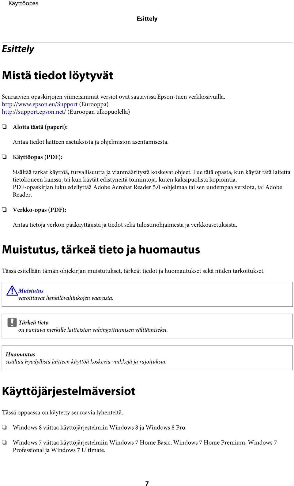 Käyttöopas (PDF): Sisältää tarkat käyttöä, turvallisuutta ja vianmääritystä koskevat ohjeet.