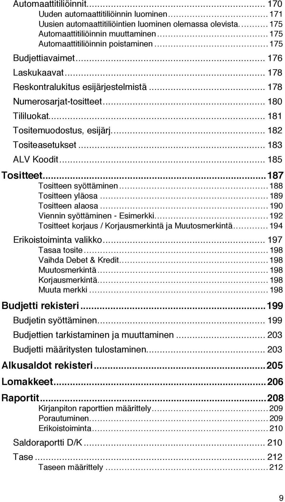 .. 182 Tositeasetukset... 183 ALV Koodit... 185 Tositteet...187 Tositteen syšttšminen...188 Tositteen ylšosa...189 Tositteen alaosa...190 Viennin syšttšminen - Esimerkki.