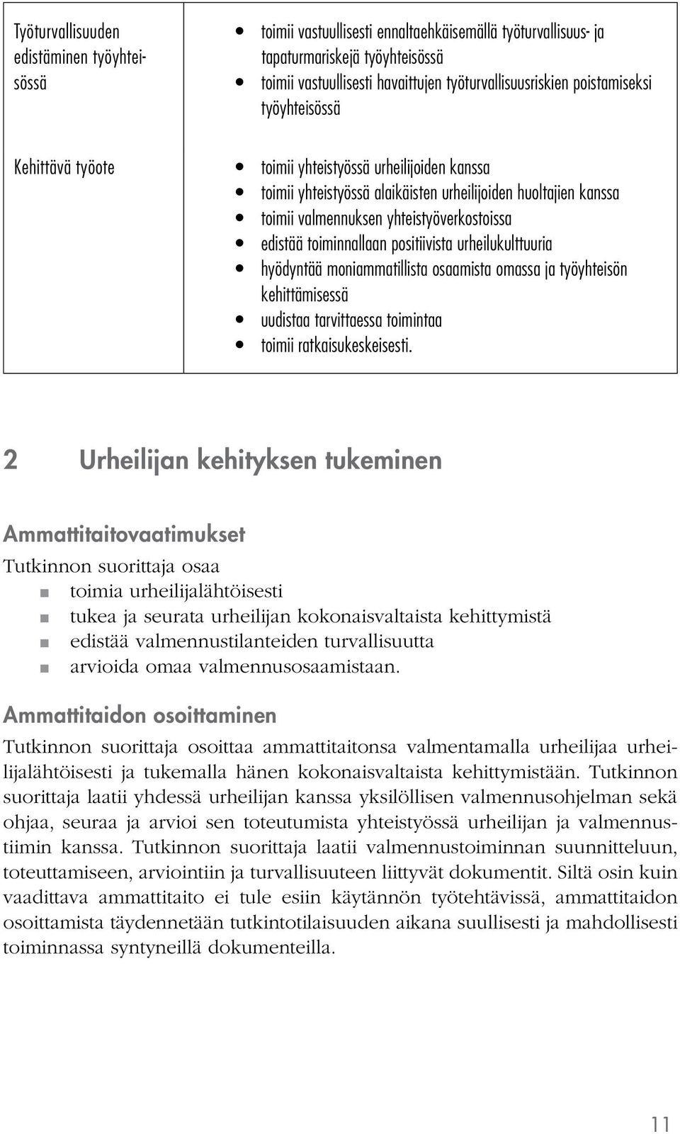 toiminnallaan positiivista urheilukulttuuria hyödyntää moniammatillista osaamista omassa ja työyhteisön kehittämisessä uudistaa tarvittaessa toimintaa toimii ratkaisukeskeisesti.