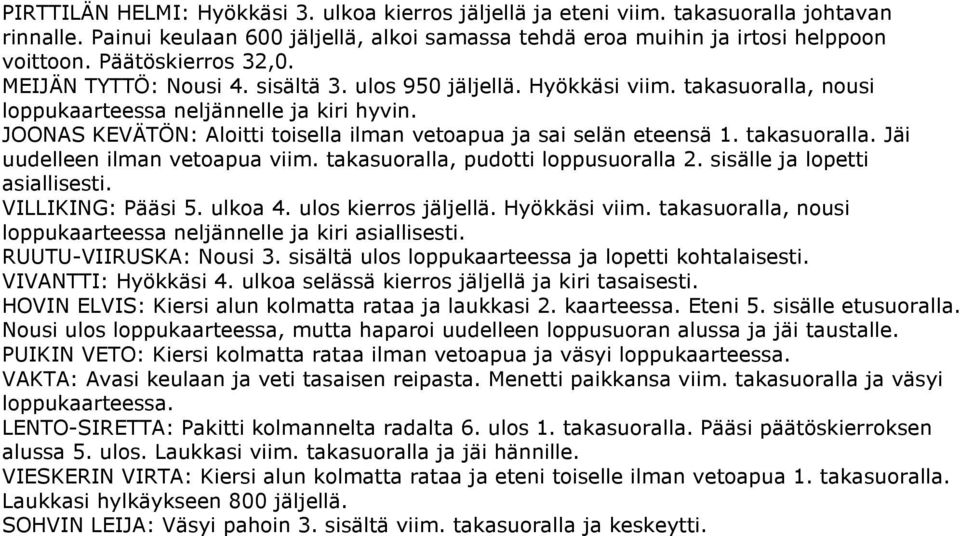 JOONAS KEVÄTÖN: Aloitti toisella ilman vetoapua ja sai selän eteensä 1. takasuoralla. Jäi uudelleen ilman vetoapua viim. takasuoralla, pudotti loppusuoralla 2. sisälle ja lopetti asiallisesti.