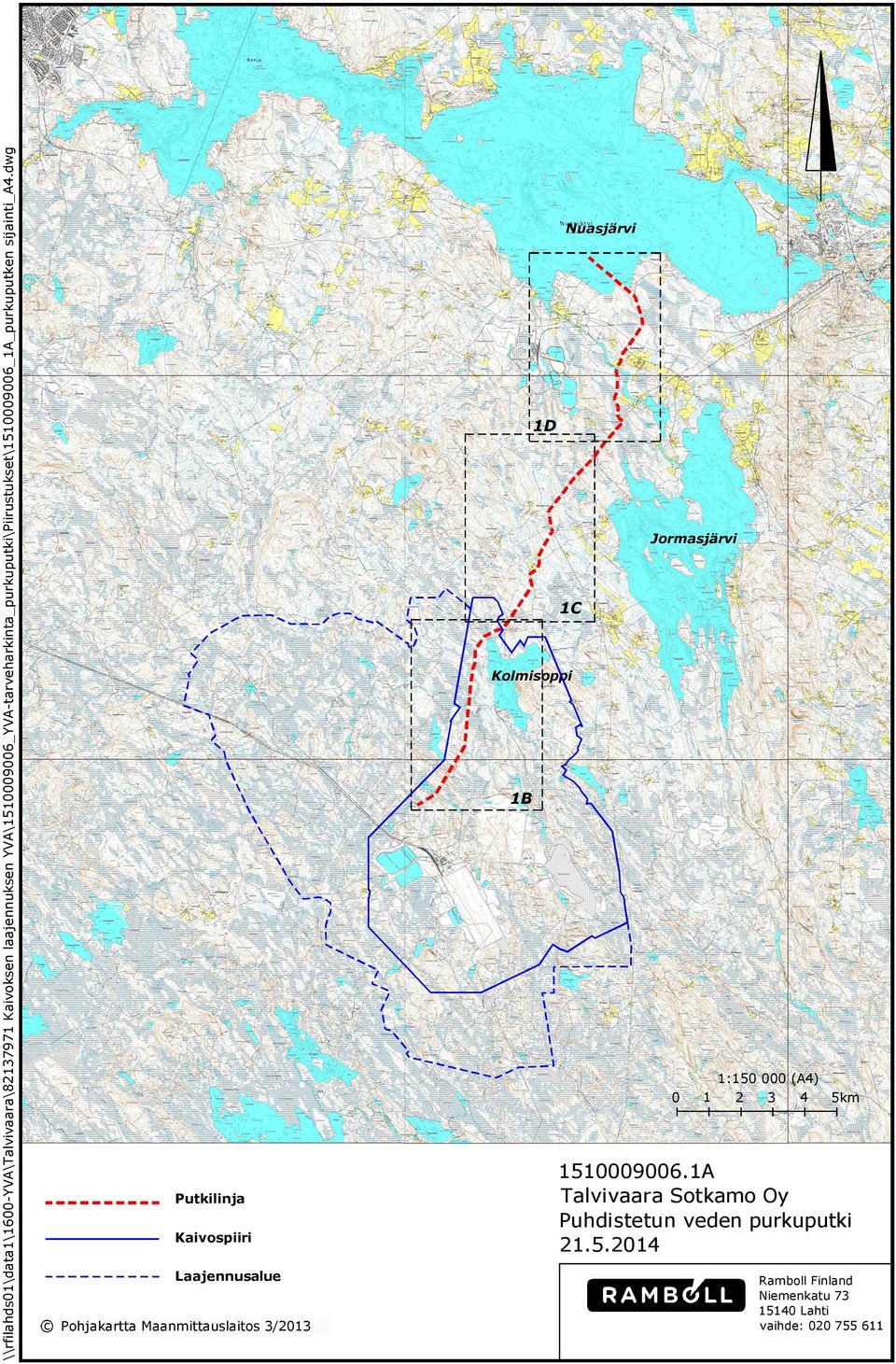 dwg Nuasjärvi 1D Jormasjärvi 1C Kolmisoppi 1B 0 Putkilinja Kaivospiiri Laajennusalue c Pohjakartta