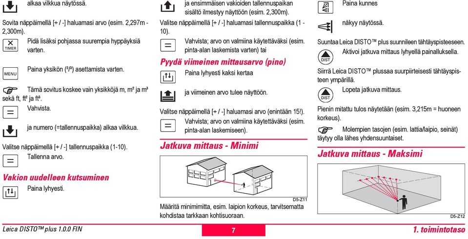 simmäis vakioid tallnuspaikan sisältö ilmtyy näyttöön (im. 2,300m). Valse näppäimellä [+ / -] haluamasi tallnuspaikka (1-10). Vahvista; arvo on valmiina käytettäväksi (im.