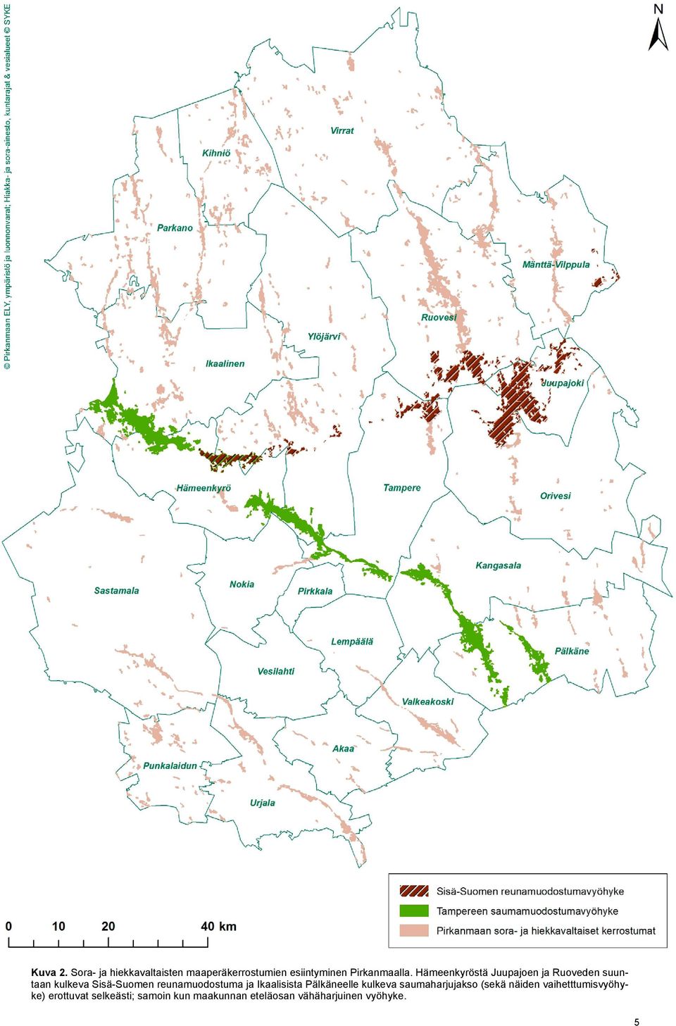 ja Ikaalisista Pälkäneelle kulkeva saumaharjujakso (sekä näiden