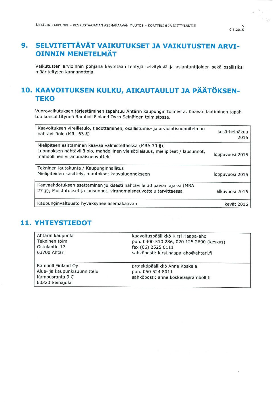 . KAAVOITUKSE KULKU, AIKAUTAULUT JA PÄÄTÖKSEN TEKO Vuorovaikutuksen järjestäminen tapahtuu Ähtärin kaupungin toimesta.