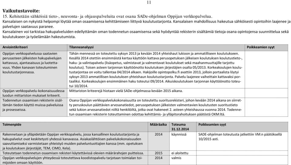 Kansalainen voi tarkistaa hakupalveluiden edellyttämän oman todennetun osaamisensa sekä hyödyntää rekisterin sisältämiä tietoja osana opintojensa suunnittelua sekä koulutukseen ja työelämään