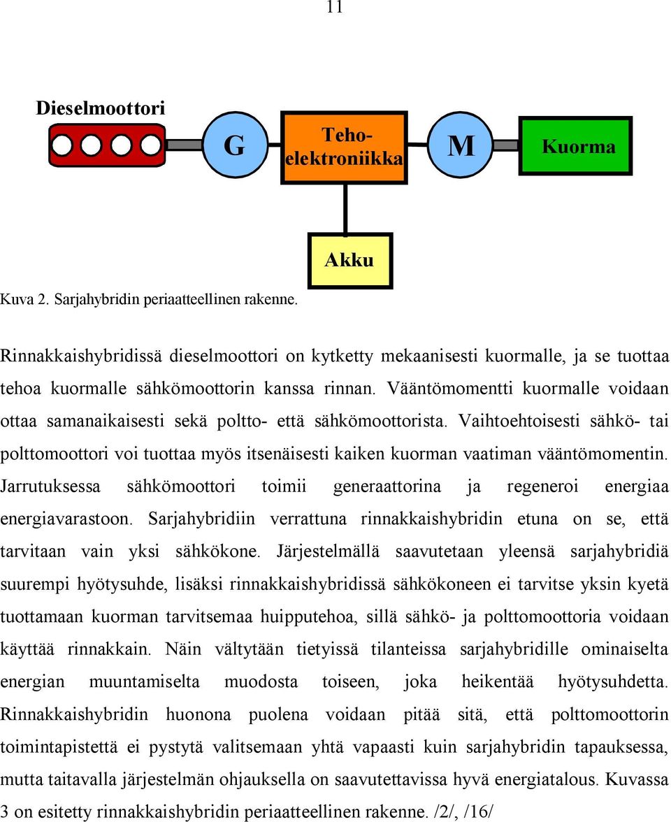 Vääntömomentti kuormalle voidaan ottaa samanaikaisesti sekä poltto- että sähkömoottorista.