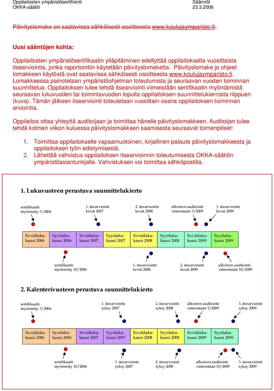 Päivityslomake ja ohjeet lomakkeen käytöstä ovat saatavissa sähköisesti osoitteesta www.koulujaymparisto.fi.