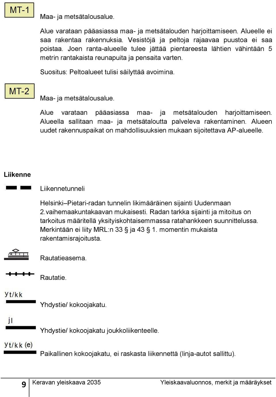 Alue varataan pääasiassa maa- ja metsätalouden harjoittamiseen. Alueella sallitaan maa- ja metsätaloutta palveleva rakentaminen.