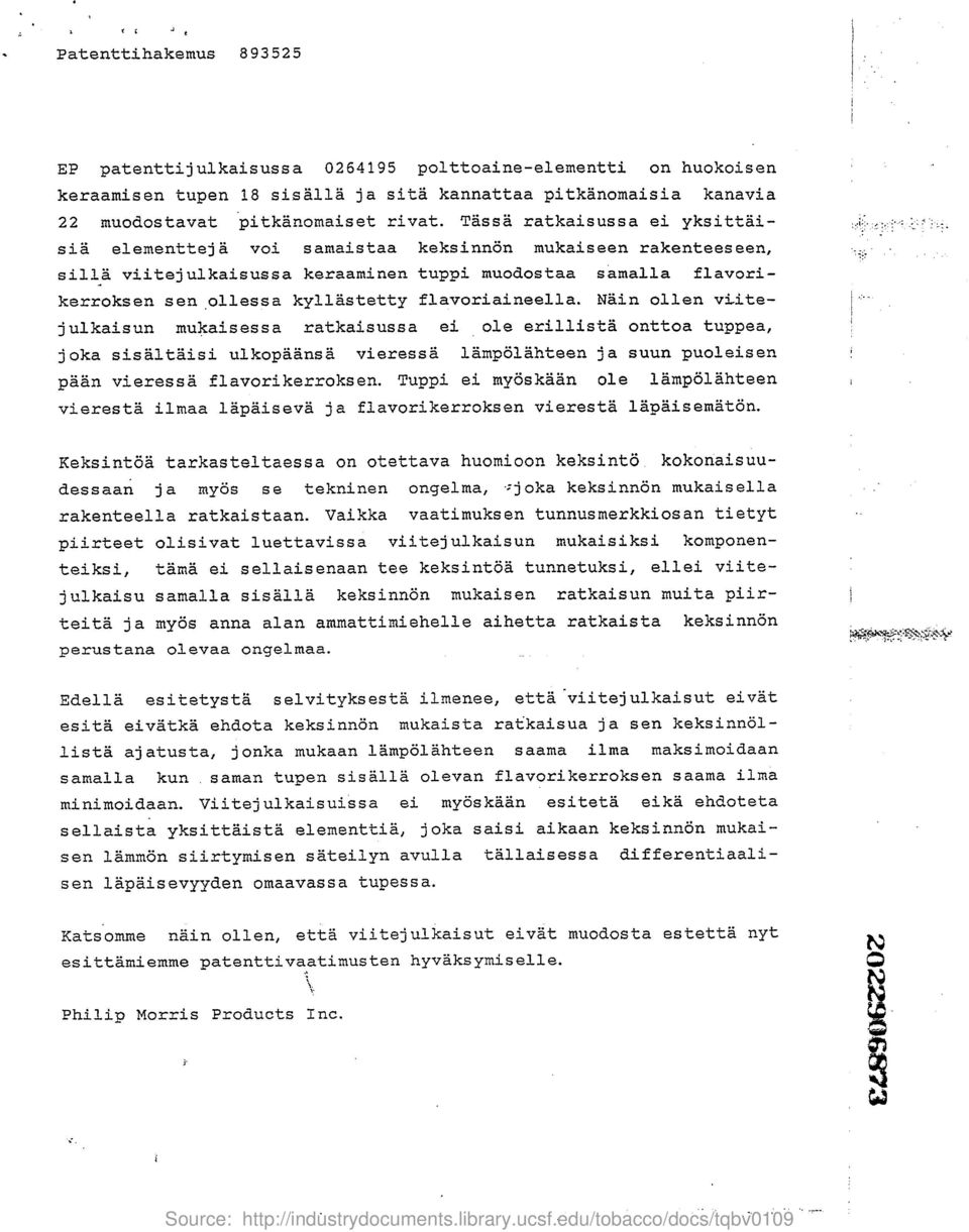 lastetty flavoriaineella. Nain ollen vi.itejulkaisun mukaisessa ratkaisussa ei ole erillista onttoa tuppea, joka sisaltaisi ulkopaansa vieressa lampo3.