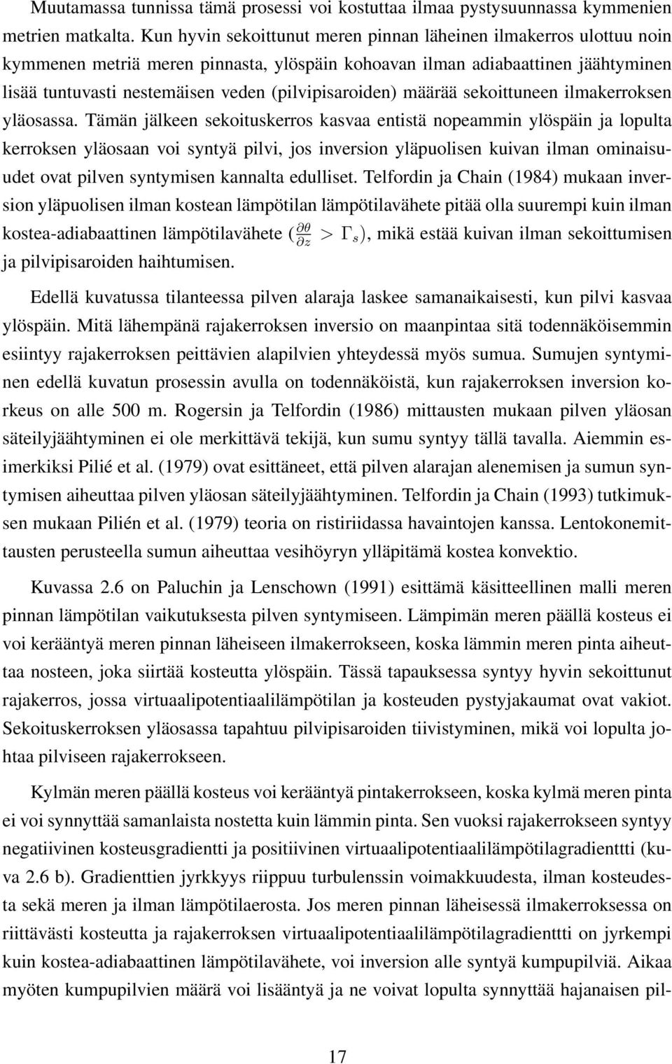 (pilvipisaroiden) määrää sekoittuneen ilmakerroksen yläosassa.